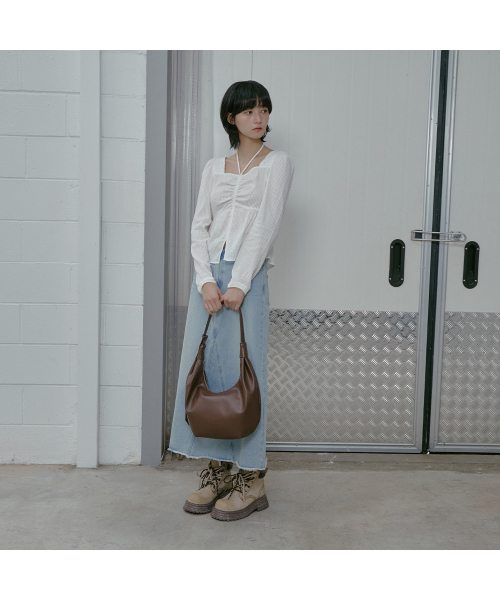 LAP（ラップ）の「SOFT CURVE HOBO BAG AS7AB283（ショルダーバッグ・レディース・ブラック/ダークブラウン・FREE）」の6枚目の写真