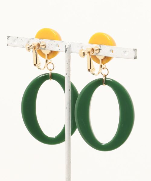 Fun & Daily（ファンアンドデイリー）の「F&D : レトログリーンサークルイヤリング（イヤリング・レディース・グリーン・FREE）」の3枚目の写真