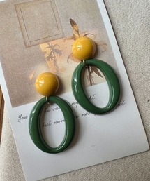 Fun & Daily | F&D : レトログリーンサークルイヤリング(イヤリング)