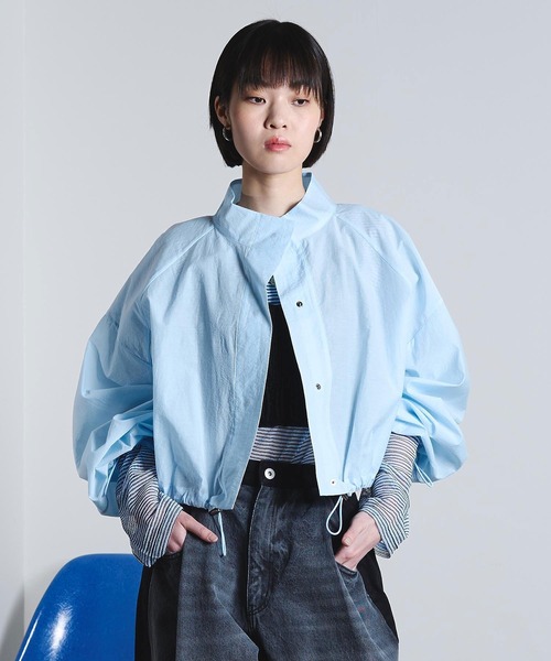 ROSE BUD（ローズバッド）の「(mici)SHEER SHORT BLOUSON（ブルゾン・レディース・ライトブルー/ブラウン・ONE SIZE）」の7枚目の写真