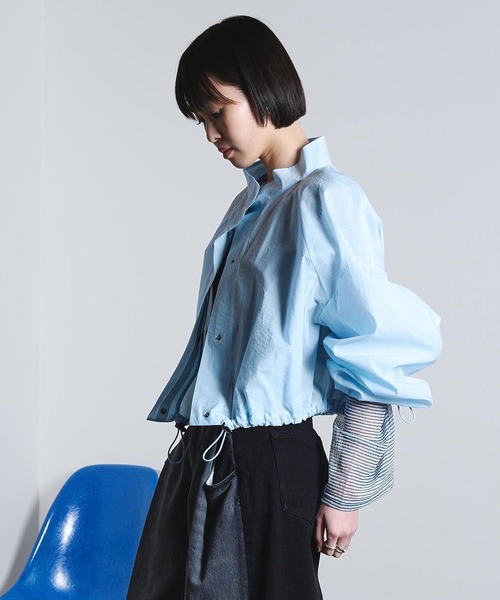 ROSE BUD（ローズバッド）の「(mici)SHEER SHORT BLOUSON（ブルゾン・レディース・ライトブルー/ブラウン・ONE SIZE）」の8枚目の写真