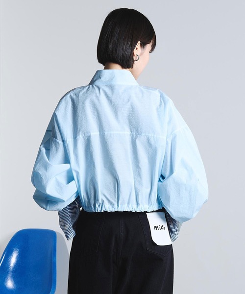 ROSE BUD（ローズバッド）の「(mici)SHEER SHORT BLOUSON（ブルゾン・レディース・ライトブルー/ブラウン・ONE SIZE）」の9枚目の写真