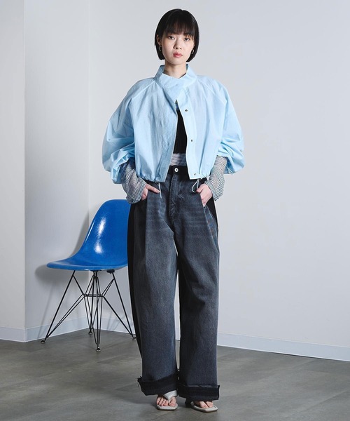 ROSE BUD（ローズバッド）の「(mici)SHEER SHORT BLOUSON（ブルゾン・レディース・ライトブルー/ブラウン・ONE SIZE）」の10枚目の写真