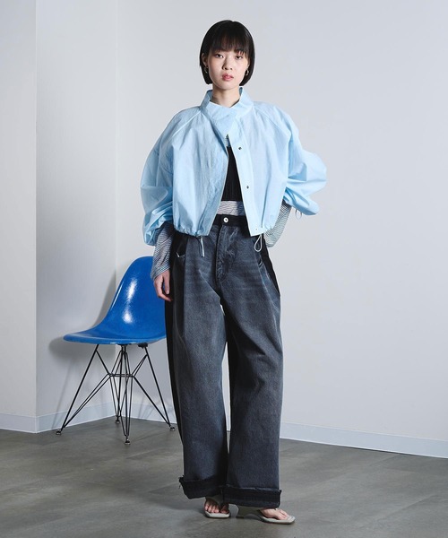 ROSE BUD（ローズバッド）の「(mici)SHEER SHORT BLOUSON（ブルゾン・レディース・ライトブルー/ブラウン・ONE SIZE）」の11枚目の写真
