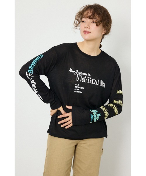 RODEO CROWNS WIDE BOWL（ロデオクラウンズワイドボウル）の「メッセージロングスリーブ Tシャツ（Tシャツ/カットソー・レディース・オフホワイト/ブラック/杢グレー・FREE）」の3枚目の写真