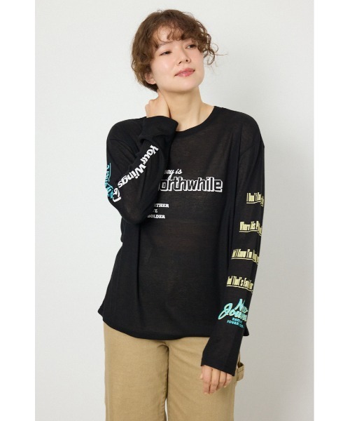 RODEO CROWNS WIDE BOWL（ロデオクラウンズワイドボウル）の「メッセージロングスリーブ Tシャツ（Tシャツ/カットソー・レディース・オフホワイト/ブラック/杢グレー・FREE）」の4枚目の写真