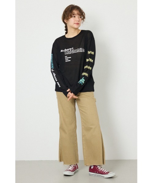 RODEO CROWNS WIDE BOWL（ロデオクラウンズワイドボウル）の「メッセージロングスリーブ Tシャツ（Tシャツ/カットソー・レディース・オフホワイト/ブラック/杢グレー・FREE）」の7枚目の写真