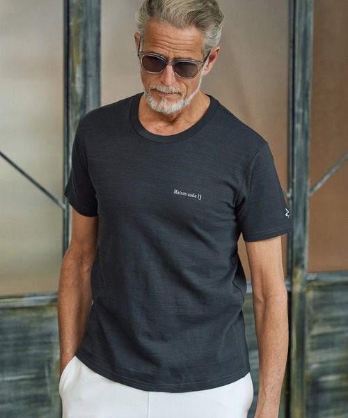 Maison code 13（メゾンコードサーティーン）の「mt10347-vintage naturalslub cut sew カットソー(M26S-25)（Tシャツ/カットソー・メンズ・バーガンディー/オフホワイト/ブラック・S/M/L/XL）」の2枚目の写真