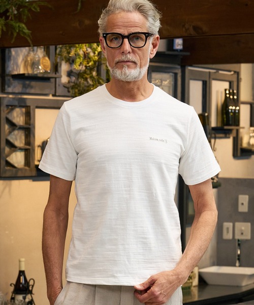 Maison code 13（メゾンコードサーティーン）の「mt10347-vintage naturalslub cut sew カットソー(M26S-25)（Tシャツ/カットソー・メンズ・バーガンディー/オフホワイト/ブラック・S/M/L/XL）」の4枚目の写真