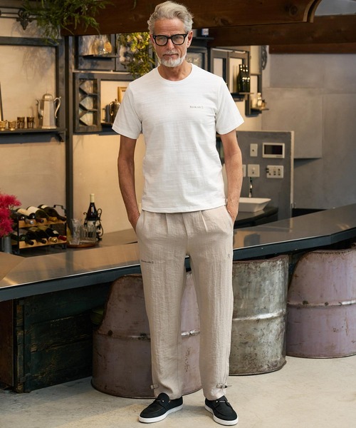 Maison code 13（メゾンコードサーティーン）の「mt10347-vintage naturalslub cut sew カットソー(M26S-25)（Tシャツ/カットソー・メンズ・バーガンディー/オフホワイト/ブラック・S/M/L/XL）」の7枚目の写真