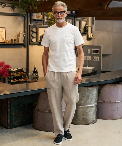 Maison code 13（メゾンコードサーティーン）の「mt10347-vintage naturalslub cut sew カットソー(M26S-25)（Tシャツ/カットソー・メンズ・バーガンディー/オフホワイト/ブラック・S/M/L/XL）」の8枚目の写真