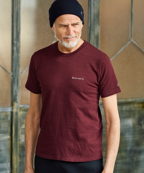 Maison code 13（メゾンコードサーティーン）の「mt10347-vintage naturalslub cut sew カットソー(M26S-25)（Tシャツ/カットソー・メンズ・バーガンディー/オフホワイト/ブラック・S/M/L/XL）」の9枚目の写真