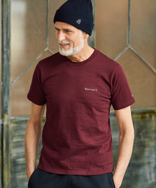Maison code 13（メゾンコードサーティーン）の「mt10347-vintage naturalslub cut sew カットソー(M26S-25)（Tシャツ/カットソー・メンズ・バーガンディー/オフホワイト/ブラック・S/M/L/XL）」の10枚目の写真