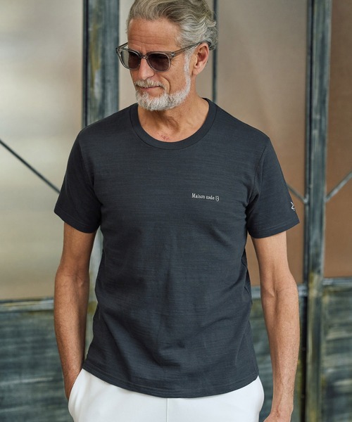 Maison code 13（メゾンコードサーティーン）の「mt10347-vintage naturalslub cut sew カットソー(M26S-25)（Tシャツ/カットソー・メンズ・バーガンディー/オフホワイト/ブラック・S/M/L/XL）」の14枚目の写真