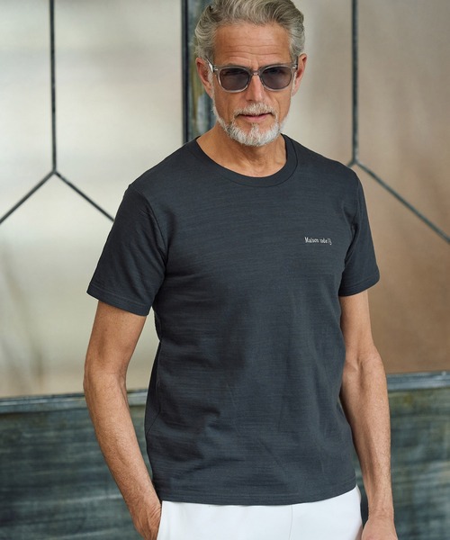 Maison code 13（メゾンコードサーティーン）の「mt10347-vintage naturalslub cut sew カットソー(M26S-25)（Tシャツ/カットソー・メンズ・バーガンディー/オフホワイト/ブラック・S/M/L/XL）」の15枚目の写真