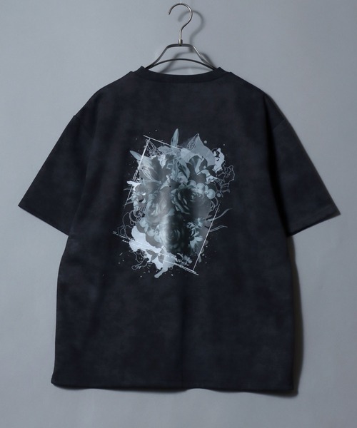 ANPAS(アンパス)の「Back-Printed Floral T-Shirt / フラワーバックプリント 半袖Tシャツ メンズ レディース ユニセックス トップス カットソー 花 ムラ加工(Tシャツ/カットソー・メンズ・ブラック/ワイン・L/M)」の4枚目の写真