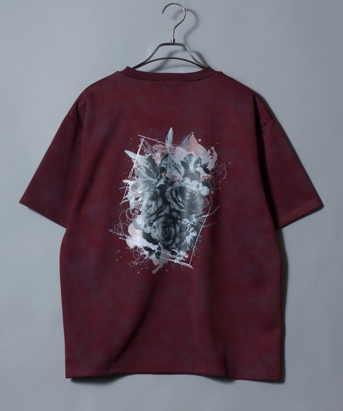 ANPAS(アンパス)の「Back-Printed Floral T-Shirt / フラワーバックプリント 半袖Tシャツ メンズ レディース ユニセックス トップス カットソー 花 ムラ加工(Tシャツ/カットソー・メンズ・ブラック/ワイン・L/M)」の9枚目の写真