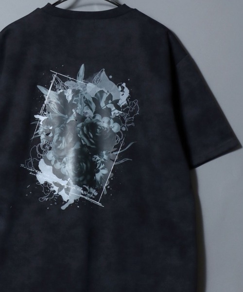 ANPAS(アンパス)の「Back-Printed Floral T-Shirt / フラワーバックプリント 半袖Tシャツ メンズ レディース ユニセックス トップス カットソー 花 ムラ加工(Tシャツ/カットソー・メンズ・ブラック/ワイン・L/M)」の6枚目の写真