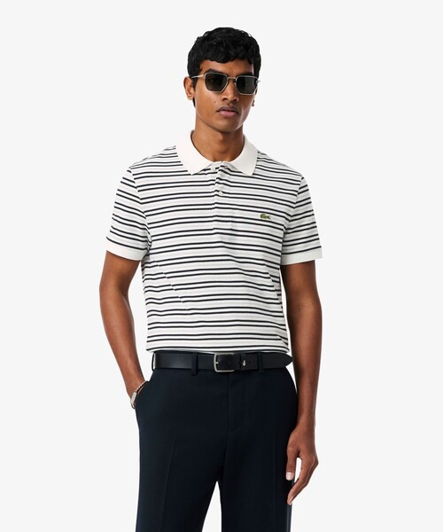 LACOSTE(ラコステ)の「マルチボーダー鹿の子地ポロシャツ(ポロシャツ・メンズ・ブラック/ライトブルー/ベージュ・3/2/5/4/6)」の7枚目の写真