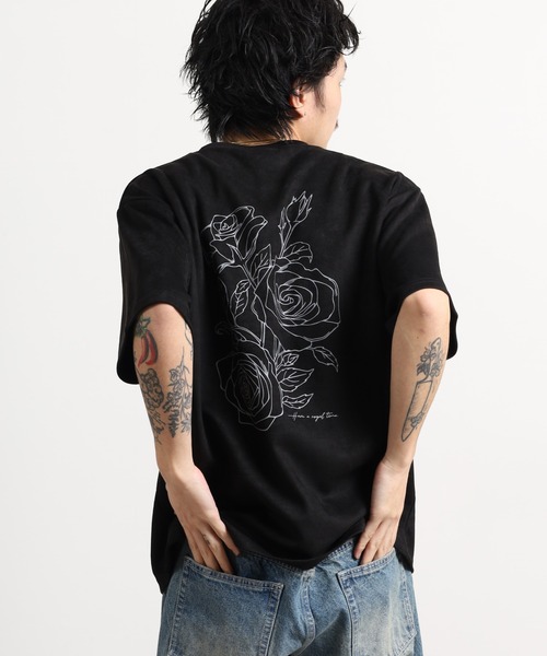 FUNALIVE(ファンアライブ)の「スウェードタッチダンボール 花柄Tシャツ 半袖(Tシャツ/カットソー・メンズ・オフホワイト/ブラック・M/L)」の17枚目の写真