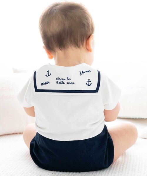 fillot de bebe reduction（フィヨデュベベルダクティオン）の「【お揃い】天竺マリンボディミニベビー(70~80cm)（ロンパース・キッズ・ブルー系その他2・70cm/80ｃｍ）」の3枚目の写真