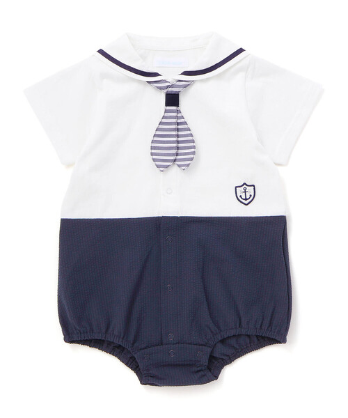 fillot de bebe reduction（フィヨデュベベルダクティオン）の「【お揃い】天竺マリンボディミニベビー(70~80cm)（ロンパース・キッズ・ブルー系その他2・70cm/80ｃｍ）」の4枚目の写真