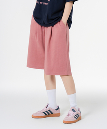 ダブルコットンワイドワンタックトレーニングショートパンツピンク