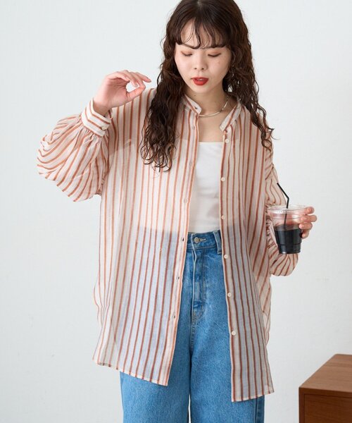 CIAOPANIC TYPY(チャオパニックティピー)の「テンセルシアーアソート柄バンドカラーシャツ(シャツ/ブラウス・レディース・グリーン/ブラウン/サックスブルー/パープル・ONE SIZE)」の12枚目の写真