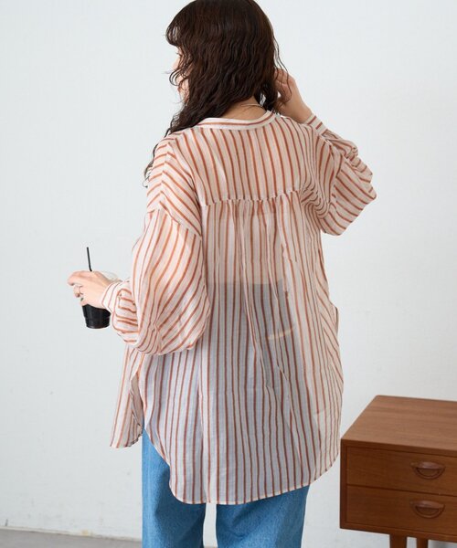 CIAOPANIC TYPY(チャオパニックティピー)の「テンセルシアーアソート柄バンドカラーシャツ(シャツ/ブラウス・レディース・グリーン/ブラウン/サックスブルー/パープル・ONE SIZE)」の14枚目の写真