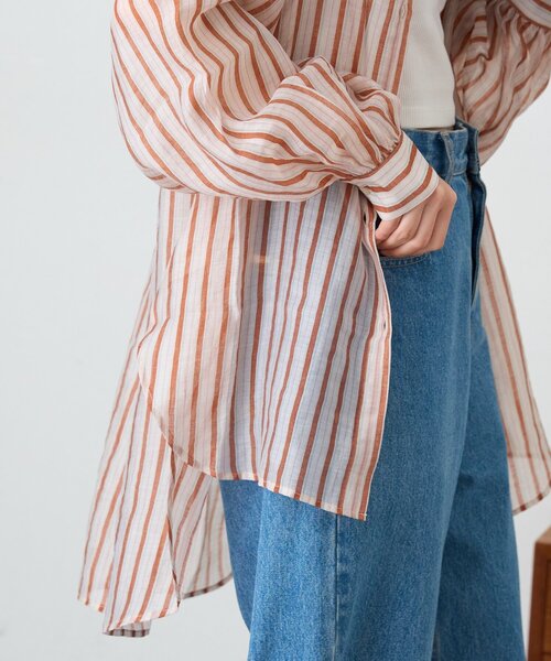 CIAOPANIC TYPY(チャオパニックティピー)の「テンセルシアーアソート柄バンドカラーシャツ(シャツ/ブラウス・レディース・グリーン/ブラウン/サックスブルー/パープル・ONE SIZE)」の18枚目の写真