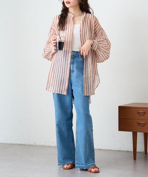 CIAOPANIC TYPY(チャオパニックティピー)の「テンセルシアーアソート柄バンドカラーシャツ(シャツ/ブラウス・レディース・グリーン/ブラウン/サックスブルー/パープル・ONE SIZE)」の20枚目の写真