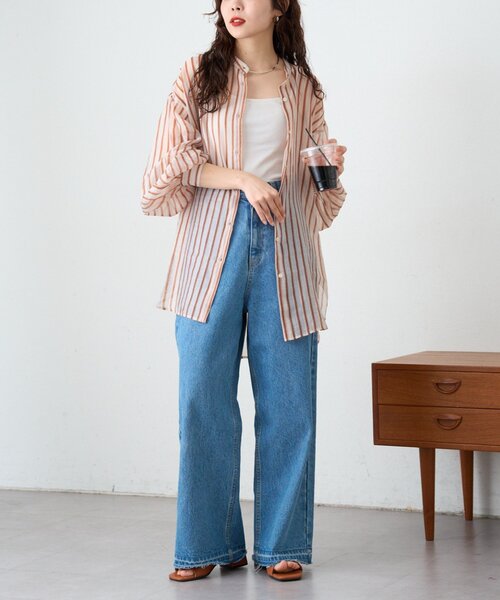 CIAOPANIC TYPY(チャオパニックティピー)の「テンセルシアーアソート柄バンドカラーシャツ(シャツ/ブラウス・レディース・グリーン/ブラウン/サックスブルー/パープル・ONE SIZE)」の21枚目の写真