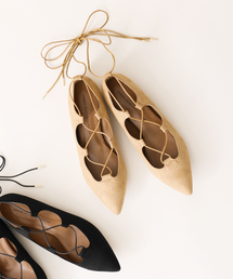 【店舗振り分け】レースアップフラットパンプス∴