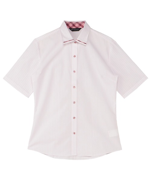 TOKYO SHIRTS(トウキョウシャツ)の「【吸水速乾】 形態安定ノンアイロン ワイド 5分袖ビジネスワイシャツ(ビジネスシャツ・レディース・ピンク・S/XL/LL/L/M)」の1枚目の写真