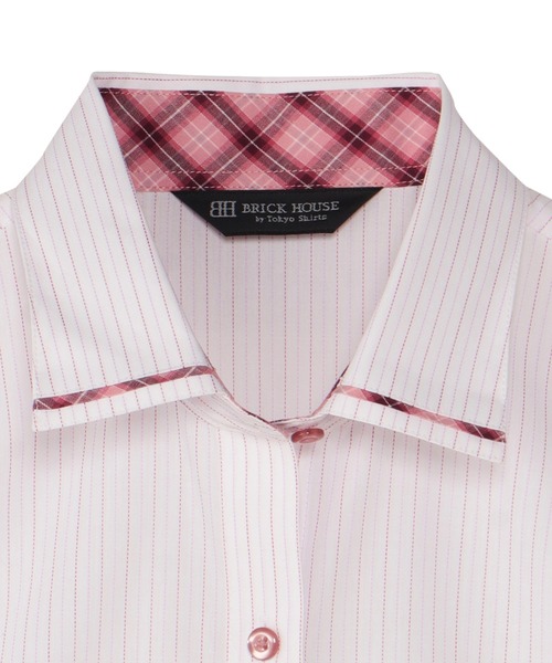 TOKYO SHIRTS(トウキョウシャツ)の「【吸水速乾】 形態安定ノンアイロン ワイド 5分袖ビジネスワイシャツ(ビジネスシャツ・レディース・ピンク・S/XL/LL/L/M)」の5枚目の写真