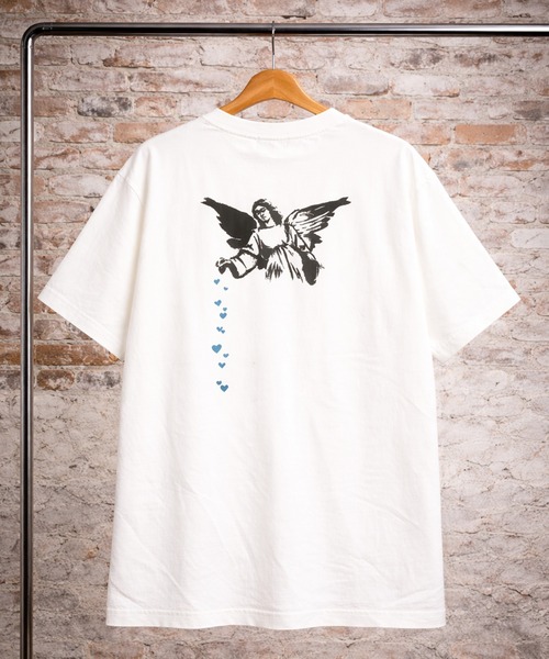 BRANDALISED(ブランダライズド)の「BRANDALISED (ブランダライズド) Tシャツ 半袖 バンクシー カットソー Angel Herats BR26SU05D12 バックプリント メンズ レディース(Tシャツ/カットソー・メンズ・ホワイト/ブラック/ブラウン・LL/L/M)」の1枚目の写真