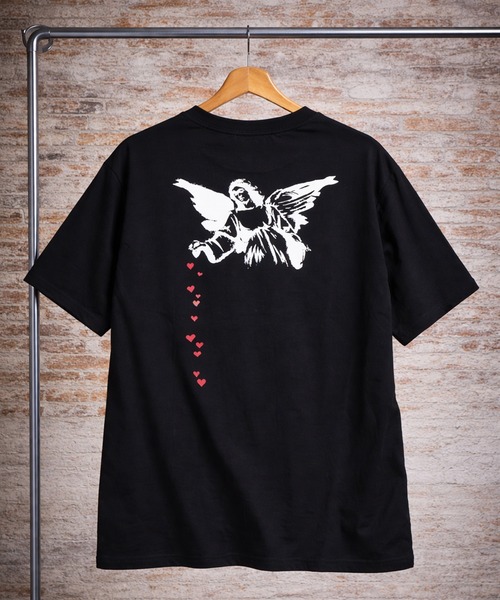 BRANDALISED(ブランダライズド)の「BRANDALISED (ブランダライズド) Tシャツ 半袖 バンクシー カットソー Angel Herats BR26SU05D12 バックプリント メンズ レディース(Tシャツ/カットソー・メンズ・ホワイト/ブラック/ブラウン・LL/L/M)」の2枚目の写真