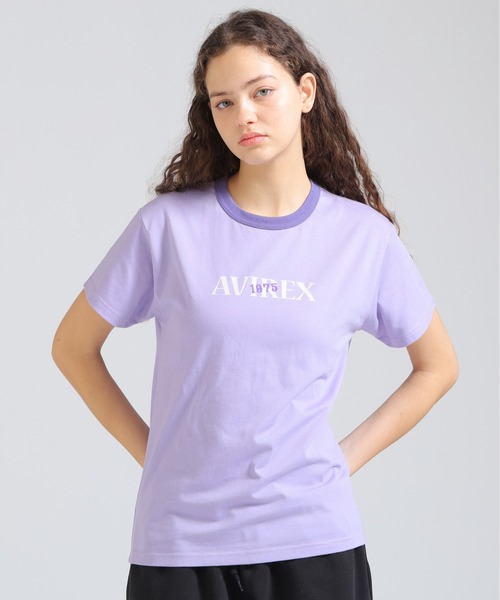 AVIREX(アヴィレックス)の「《直営店限定》RINGER BURNOUT PRINT T-SHIRT(Tシャツ/カットソー・レディース・パープル/ライトブラウン/グレー・F)」の1枚目の写真
