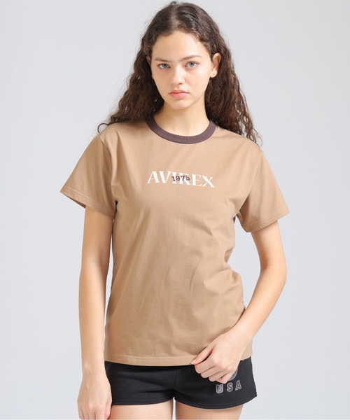 AVIREX(アヴィレックス)の「《直営店限定》RINGER BURNOUT PRINT T-SHIRT(Tシャツ/カットソー・レディース・パープル/ライトブラウン/グレー・F)」の3枚目の写真