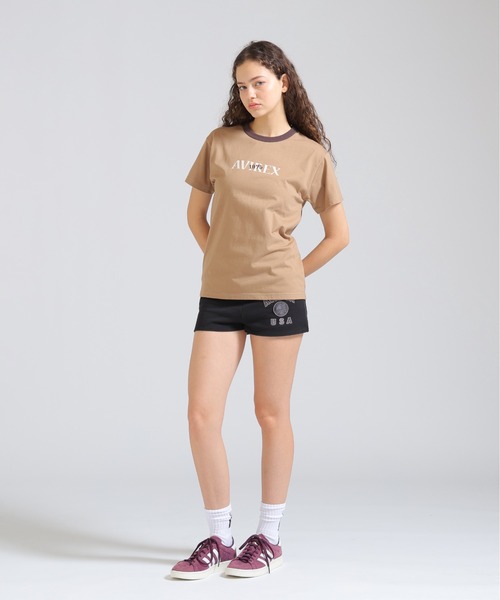 AVIREX(アヴィレックス)の「《直営店限定》RINGER BURNOUT PRINT T-SHIRT(Tシャツ/カットソー・レディース・パープル/ライトブラウン/グレー・F)」の4枚目の写真