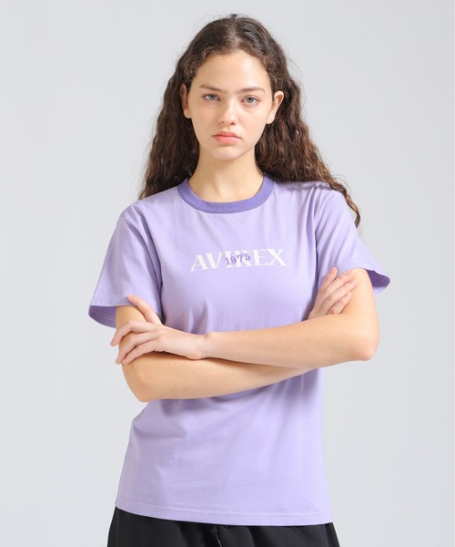 AVIREX(アヴィレックス)の「《直営店限定》RINGER BURNOUT PRINT T-SHIRT(Tシャツ/カットソー・レディース・パープル/ライトブラウン/グレー・F)」の7枚目の写真