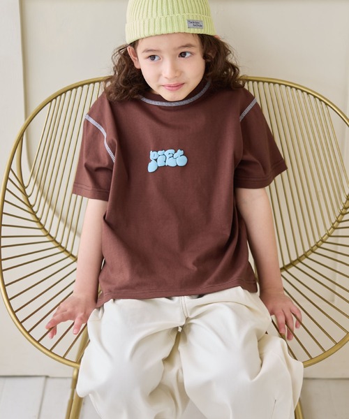 Piet(ピエット)の「【綿100%】オリジナル キャラクターロゴ Tシャツ(Tシャツ/カットソー・キッズ・チャコールグレー/グレー/ピンク/ブラウン・120/130/110/100)」の1枚目の写真