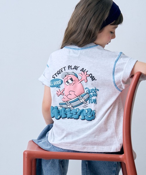 Piet(ピエット)の「【綿100%】オリジナル キャラクターロゴ Tシャツ(Tシャツ/カットソー・キッズ・チャコールグレー/グレー/ピンク/ブラウン・120/130/110/100)」の3枚目の写真