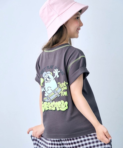 Piet(ピエット)の「【綿100%】オリジナル キャラクターロゴ Tシャツ(Tシャツ/カットソー・キッズ・チャコールグレー/グレー/ピンク/ブラウン・120/130/110/100)」の2枚目の写真