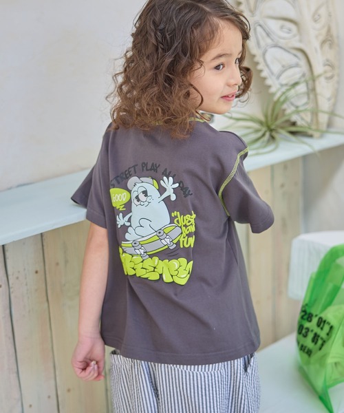 Piet(ピエット)の「【綿100%】オリジナル キャラクターロゴ Tシャツ(Tシャツ/カットソー・キッズ・チャコールグレー/グレー/ピンク/ブラウン・120/130/110/100)」の8枚目の写真
