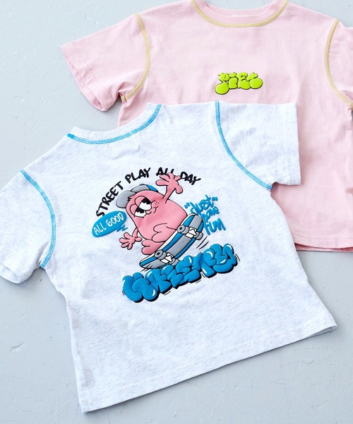 Piet(ピエット)の「【綿100%】オリジナル キャラクターロゴ Tシャツ(Tシャツ/カットソー・キッズ・チャコールグレー/グレー/ピンク/ブラウン・120/130/110/100)」の6枚目の写真
