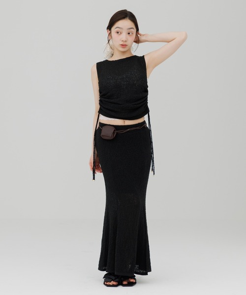 SENEE(セニー)の「soft knit slit long skirt(ソフトニットスリットロングスカート)(スカート・レディース・アイボリー/サンドベージュ/ブラック・MEDIUM/SMALL)」の8枚目の写真