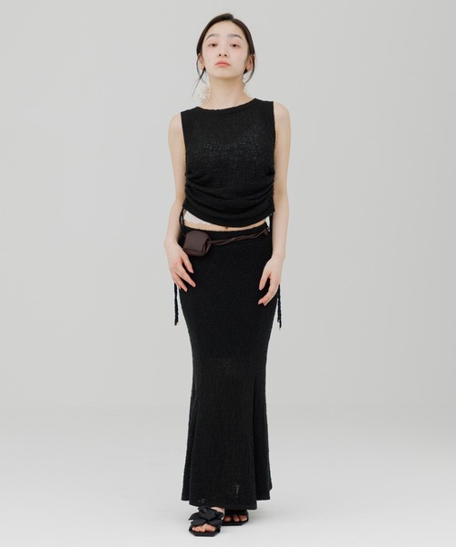SENEE(セニー)の「soft knit slit long skirt(ソフトニットスリットロングスカート)(スカート・レディース・アイボリー/サンドベージュ/ブラック・MEDIUM/SMALL)」の10枚目の写真