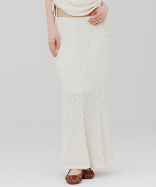 SENEE(セニー)の「soft knit slit long skirt(ソフトニットスリットロングスカート)(スカート・レディース・アイボリー/サンドベージュ/ブラック・MEDIUM/SMALL)」の12枚目の写真
