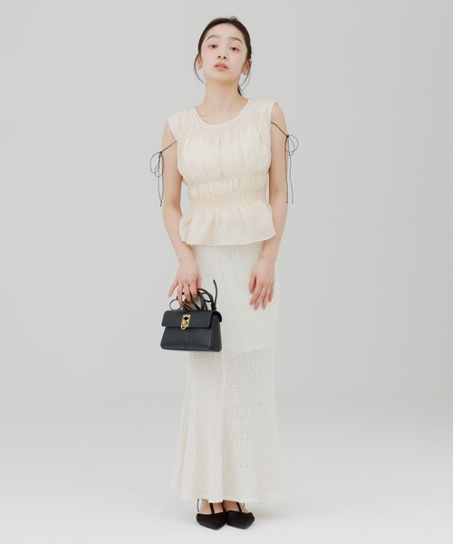 SENEE(セニー)の「soft knit slit long skirt(ソフトニットスリットロングスカート)(スカート・レディース・アイボリー/サンドベージュ/ブラック・MEDIUM/SMALL)」の15枚目の写真